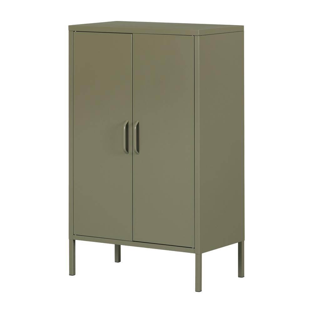 Crea Metal 2-Door Accent Cabinet, Olive Green. Picture 1