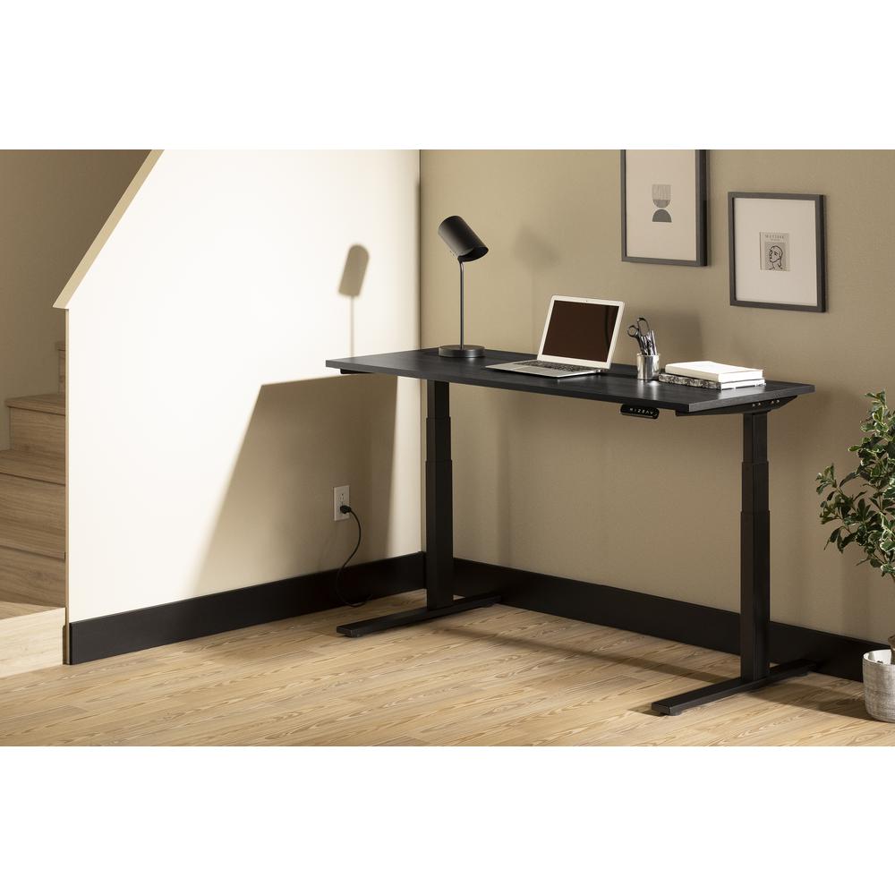 Ezra Adjustable Height Standing Desk, Gray Oak and Matte Black. Picture 2