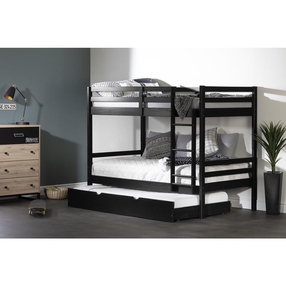 Fakto Bunk Beds with Trundle, Matte Black. Picture 2