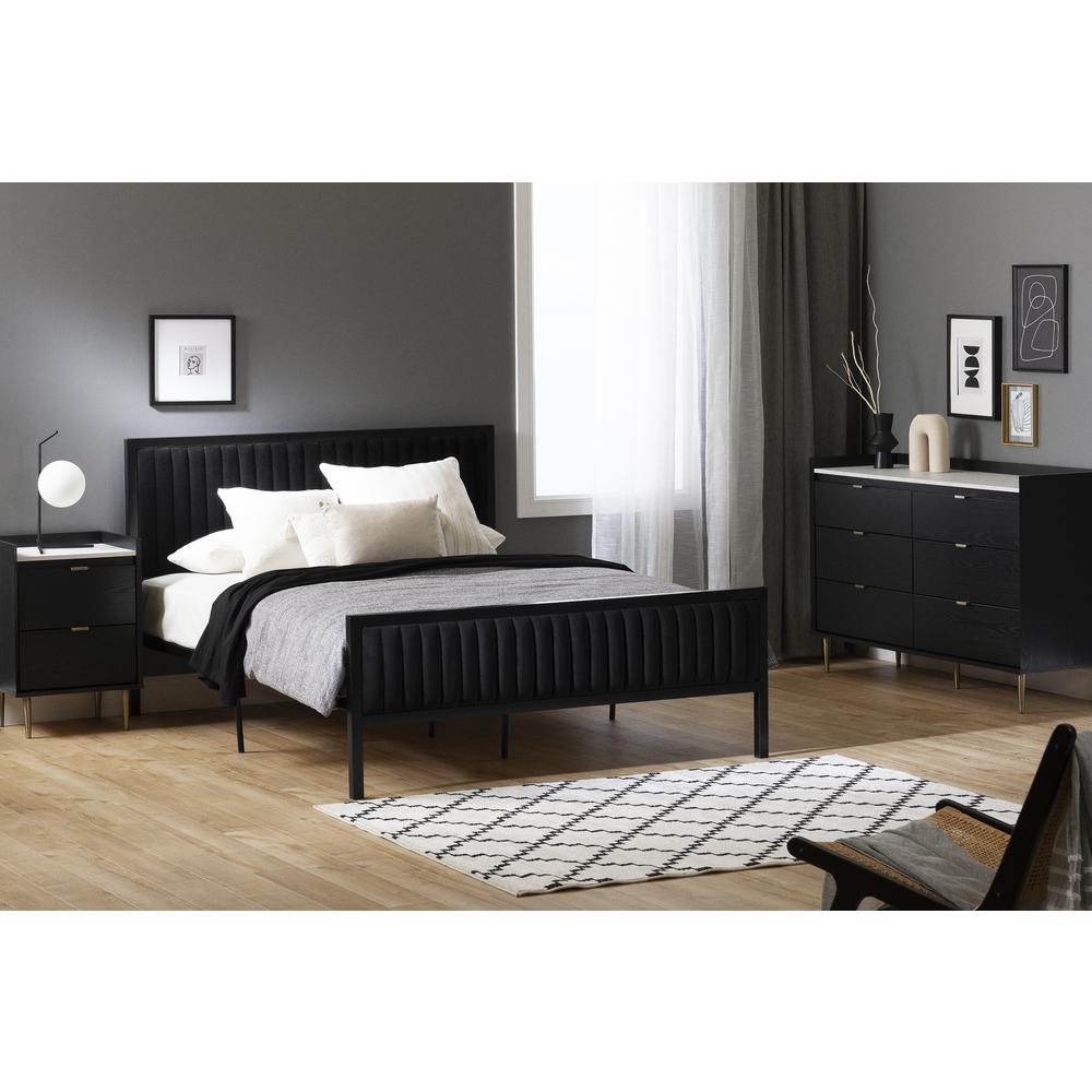 Hype Metal-framed upholstered bed set, Pure Black. Picture 2