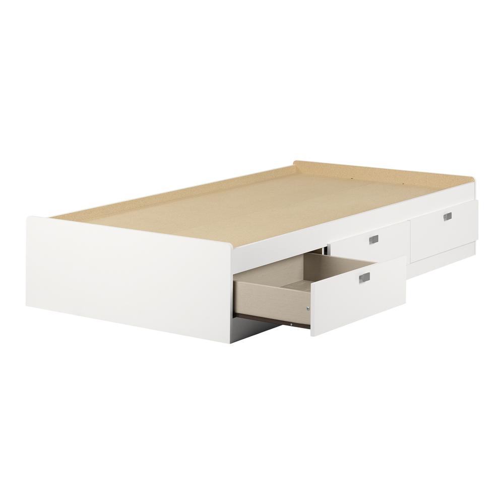 South Shore Spark Twin Mates Bed (39'') with 3 Drawers, Pure White. Picture 1