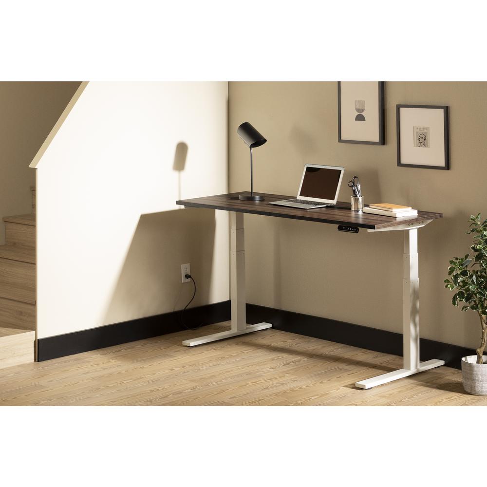 Ezra Adjustable Height Standing Desk, Natural Walnut and White. Picture 2