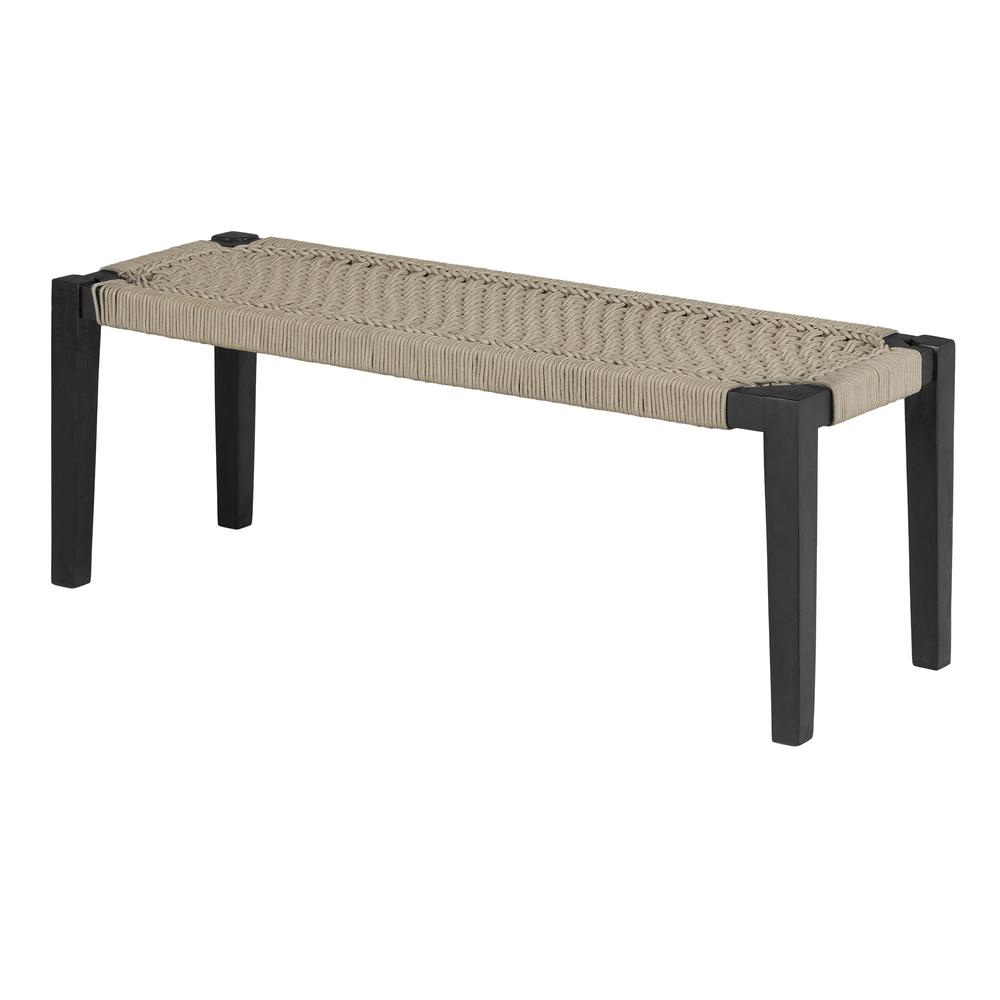Agave Wood Bench, Beige and Black. Picture 1