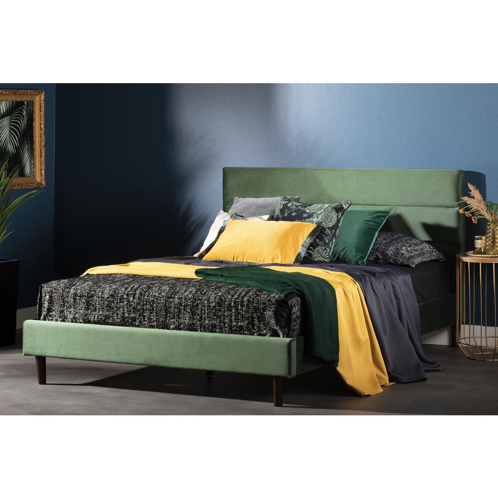 Maliza Upholstered Complete Platform Bed, Green. Picture 2