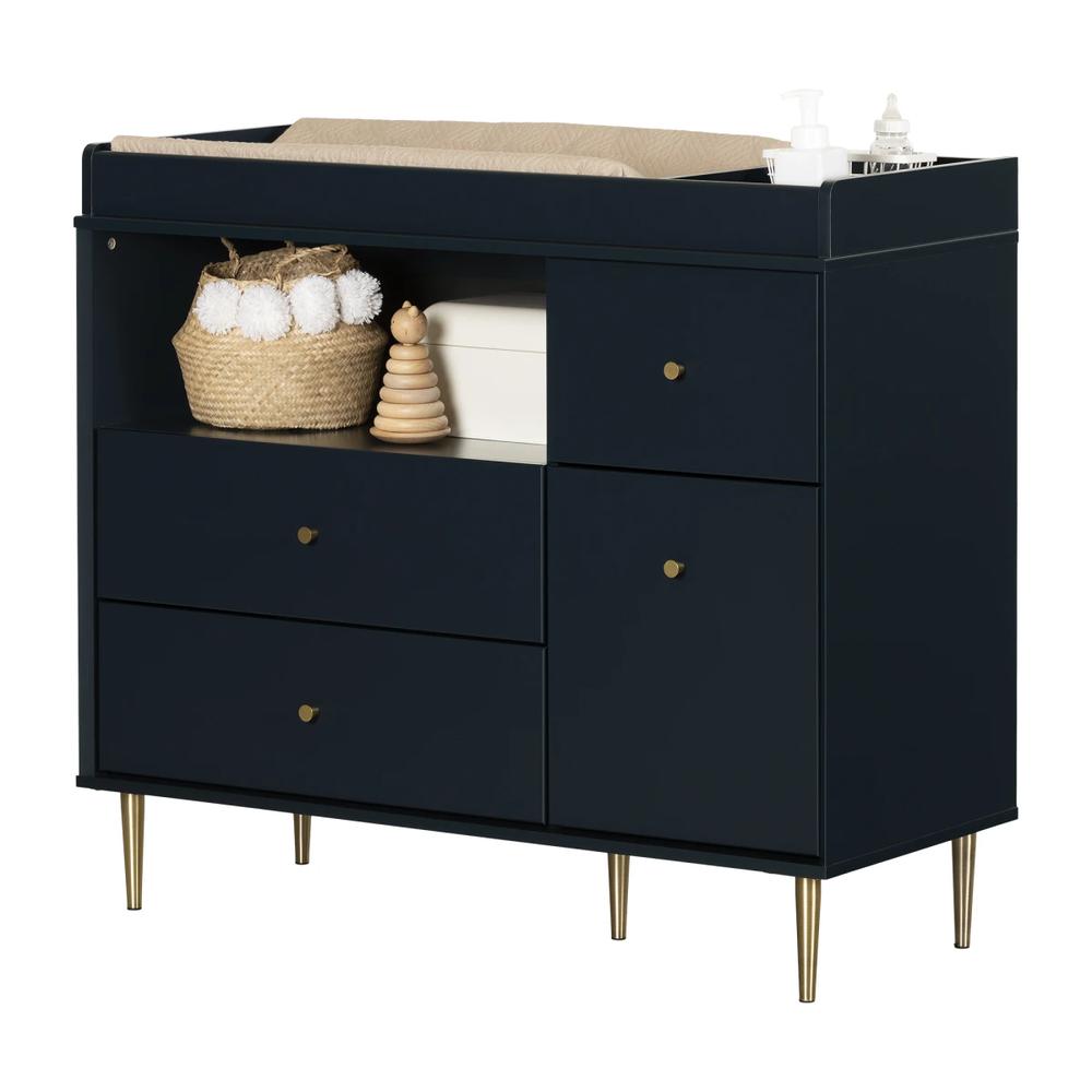 Dylane Changing Table with Drawers and Open Storage, Navy Blue. Picture 2