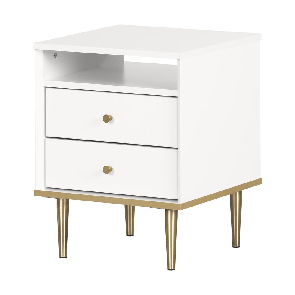 Dylane 2-Drawer Nightstand, Pure White. Picture 1