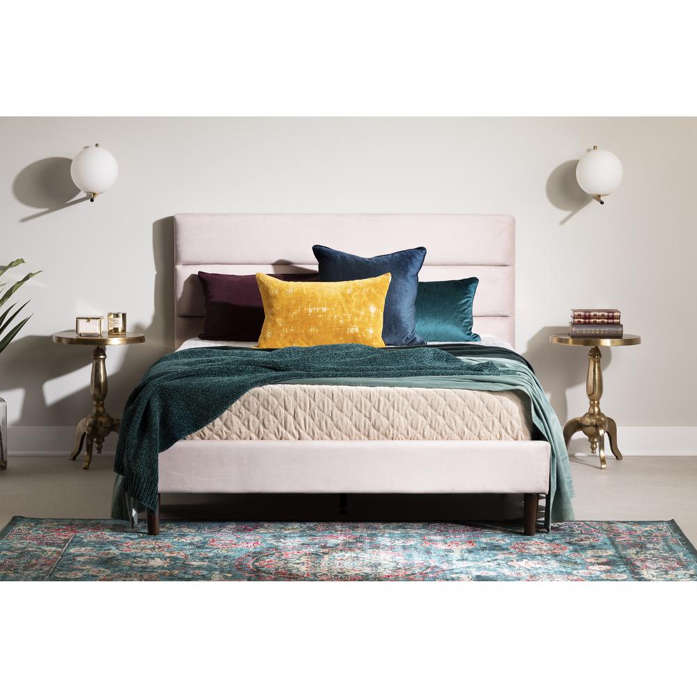 Maliza Upholstered Complete Platform Bed, Pink. Picture 2