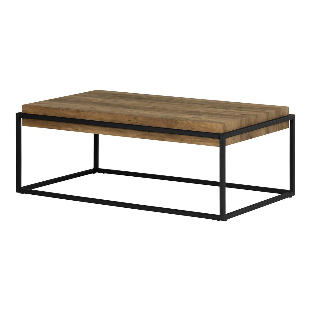 Mezzy Modern Industrial Coffee Table, Acacia Brown. Picture 1