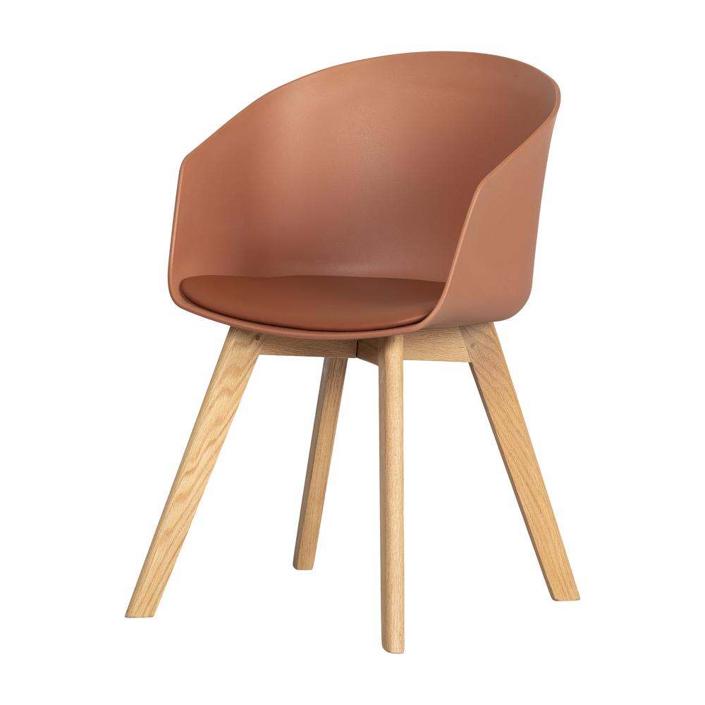 Flam Chair with Wooden Legs, Burnt Orange and Natural. Picture 1