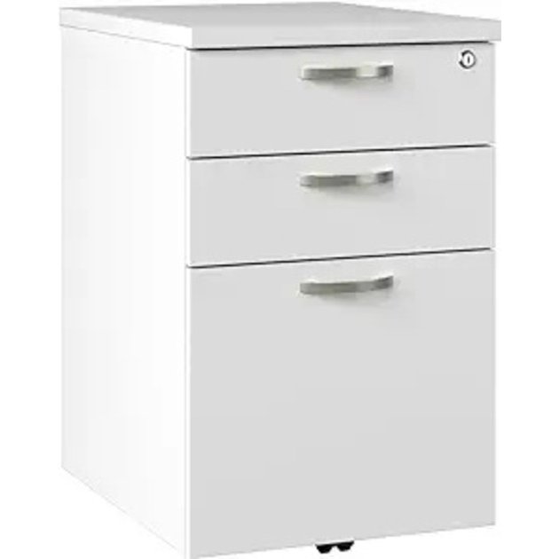 3 Drawer Mobile File Cabinet in Pure White. Picture 1