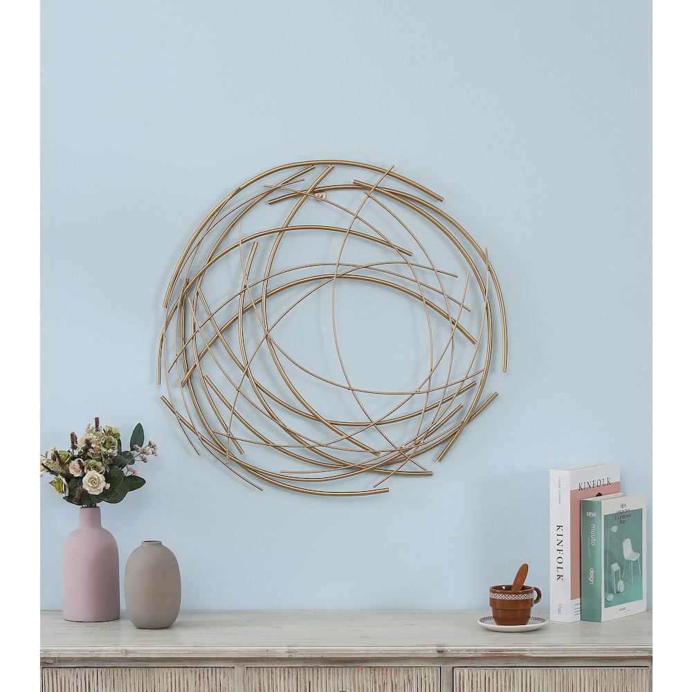 Abstract Gold Iron Sticks Round Wall Decor. Picture 2