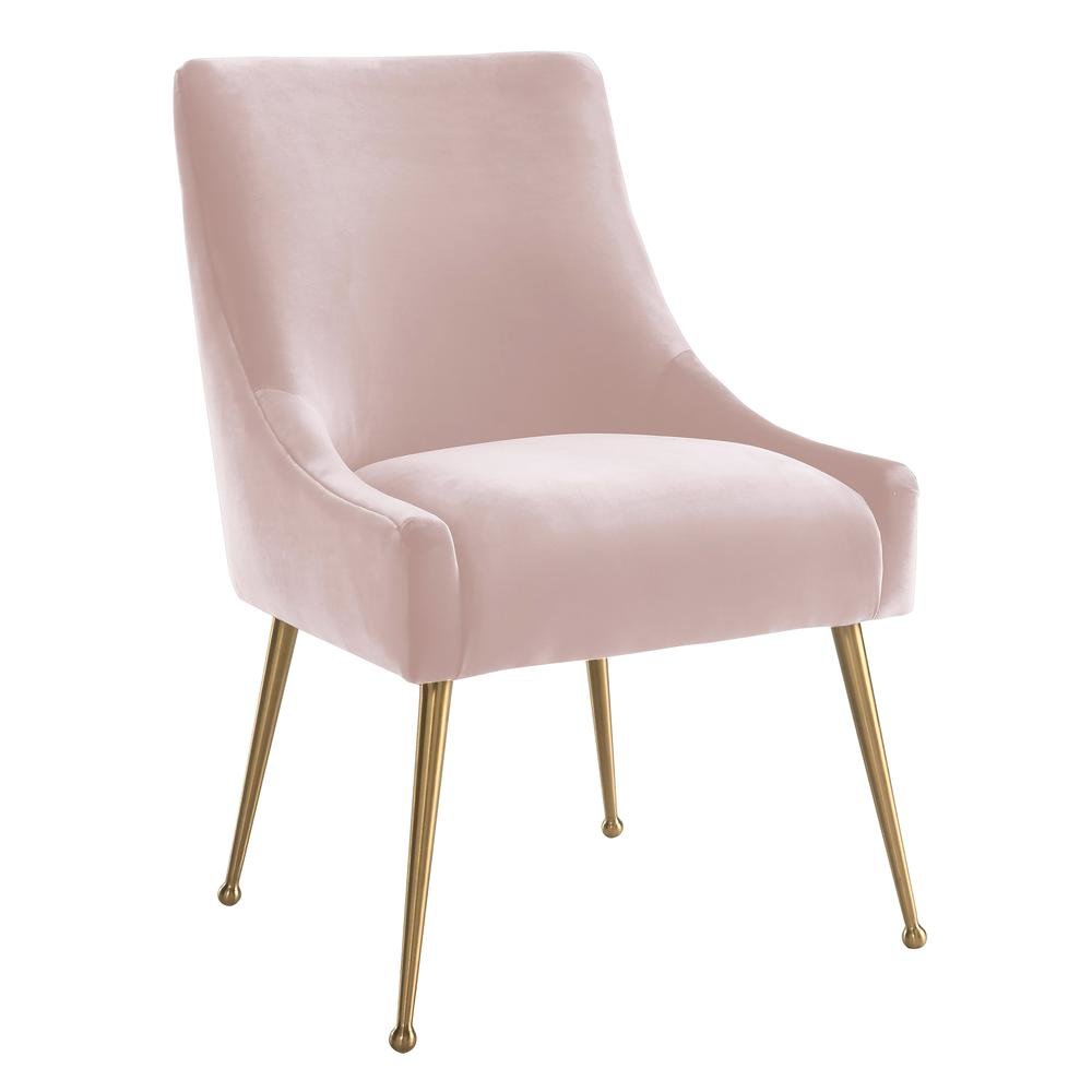 Blush Velvet Side Chair with Gold Stainless Steel Legs, Belen Kox. Picture 1