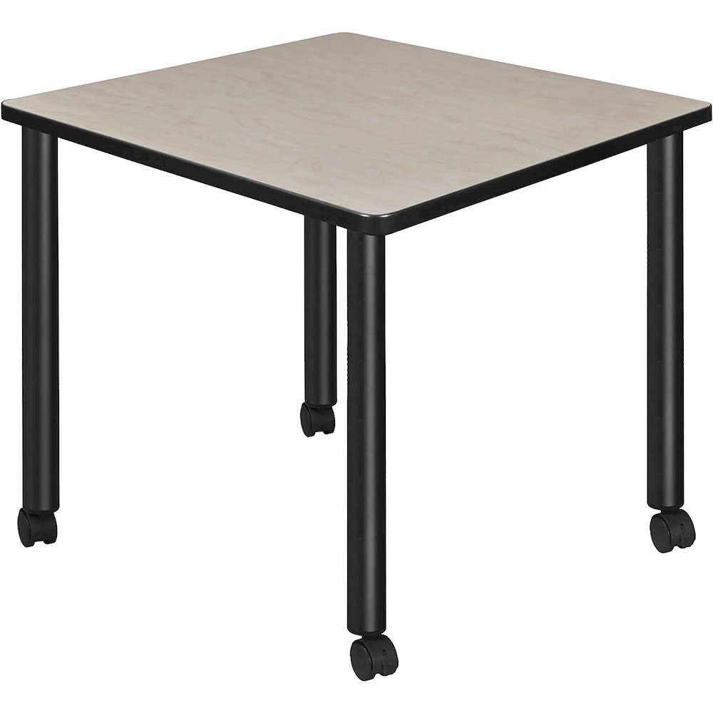 Kee 30" Square Mobile Breakroom Table- Maple/ Black. Picture 1