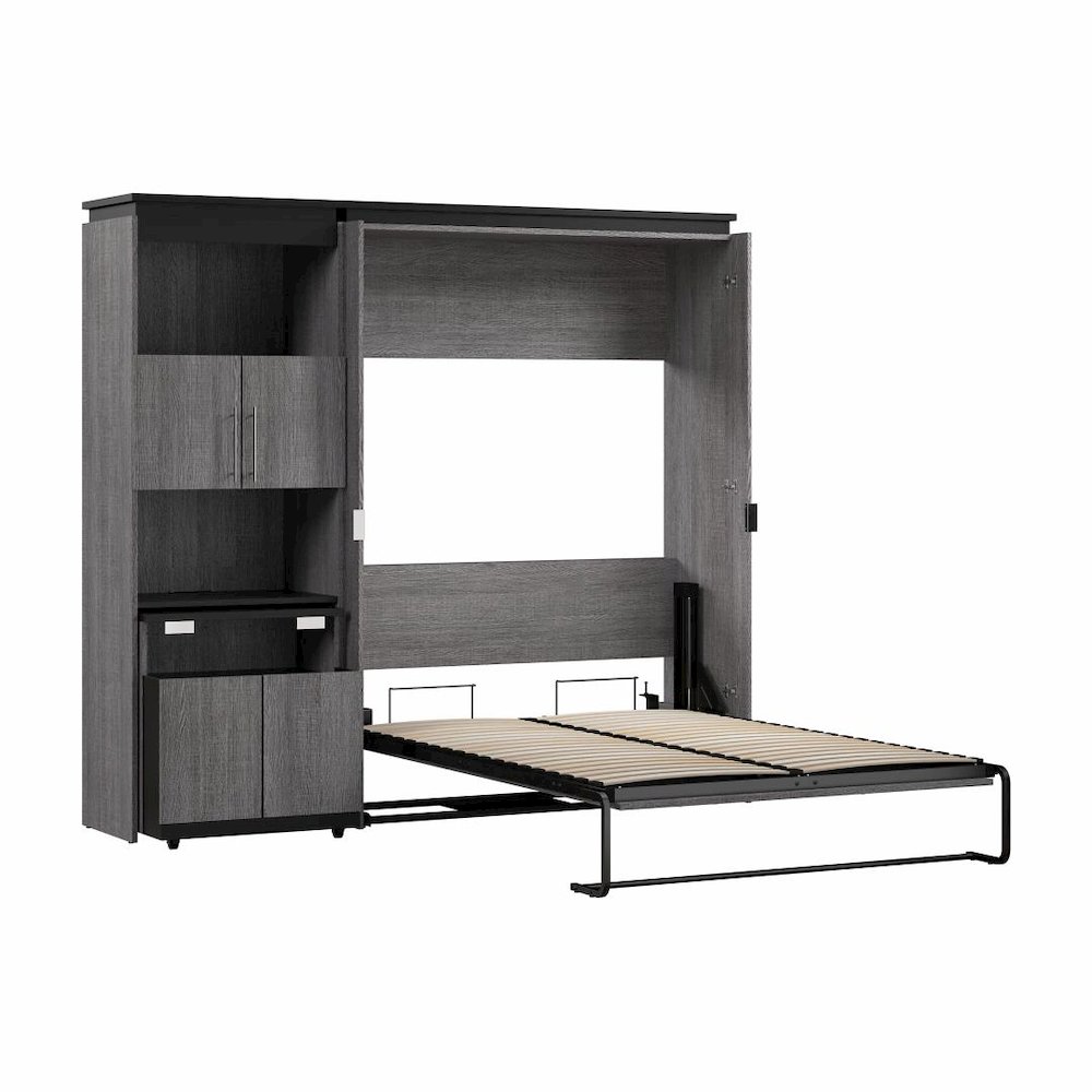 Full Murphy Bed with Storage Cabinet and Fold-Out Desk (91W). Picture 3