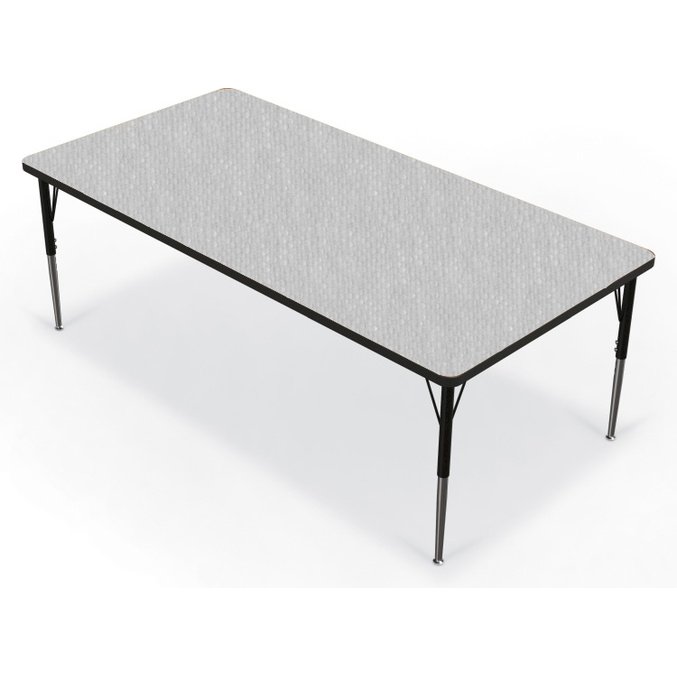 Activity Table - 36"X72" Rectangle - Gray Nebula Top Surface - Black Edgeband. Picture 1