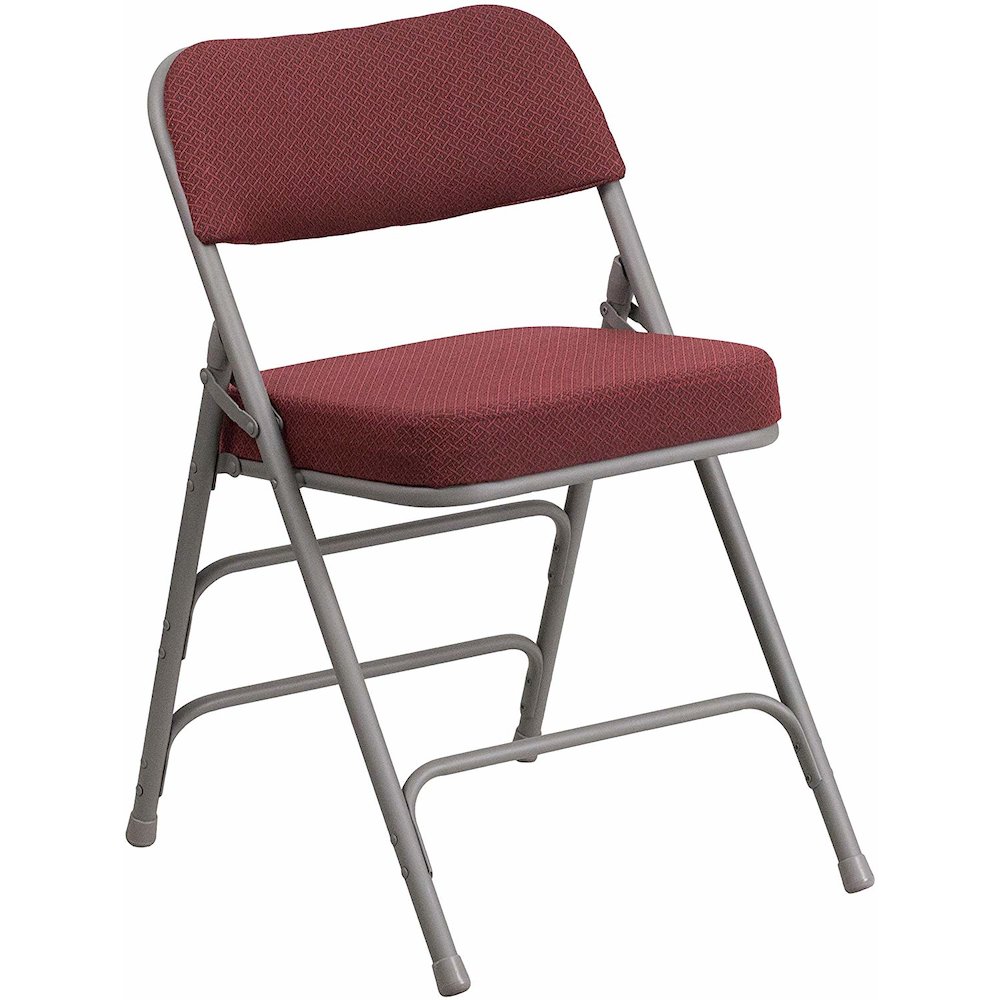 HERCULES Series Premium Curved Triple Braced & Double Hinged Burgundy Fabric Metal Folding Chair pack of 4. Picture 1
