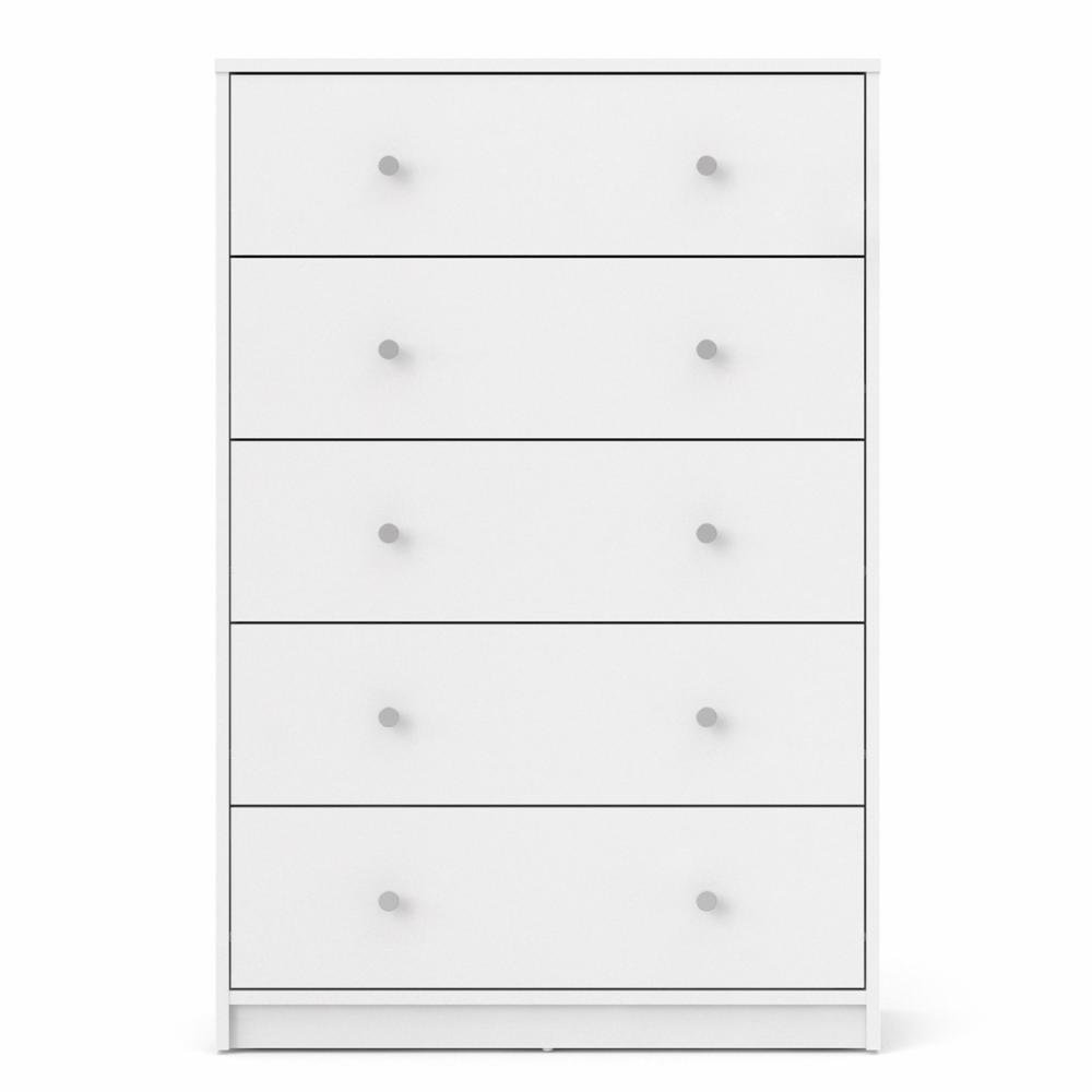 Portland 5 Drawer Chest, White. Picture 1