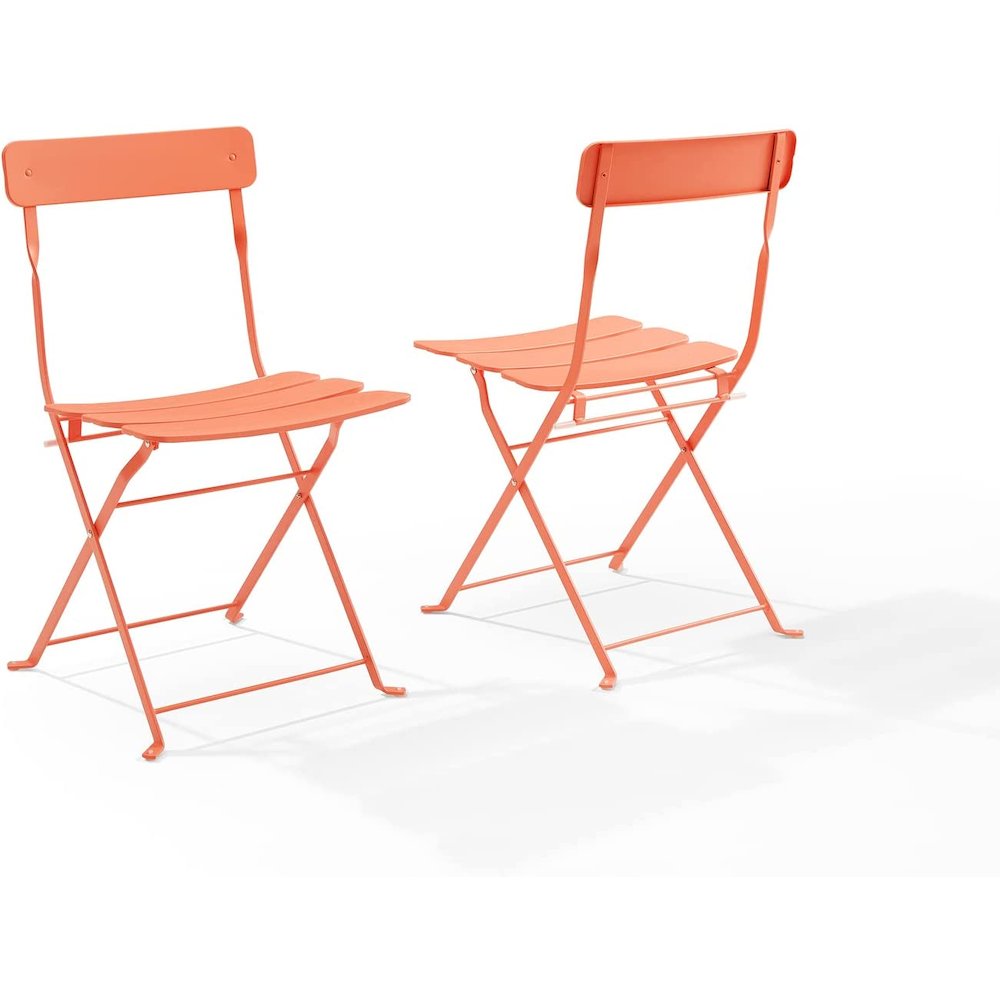 Karlee 3Pc Indoor/Outdoor Metal Bistro Set Coral - Bistro Table & 2 Chairs. Picture 2