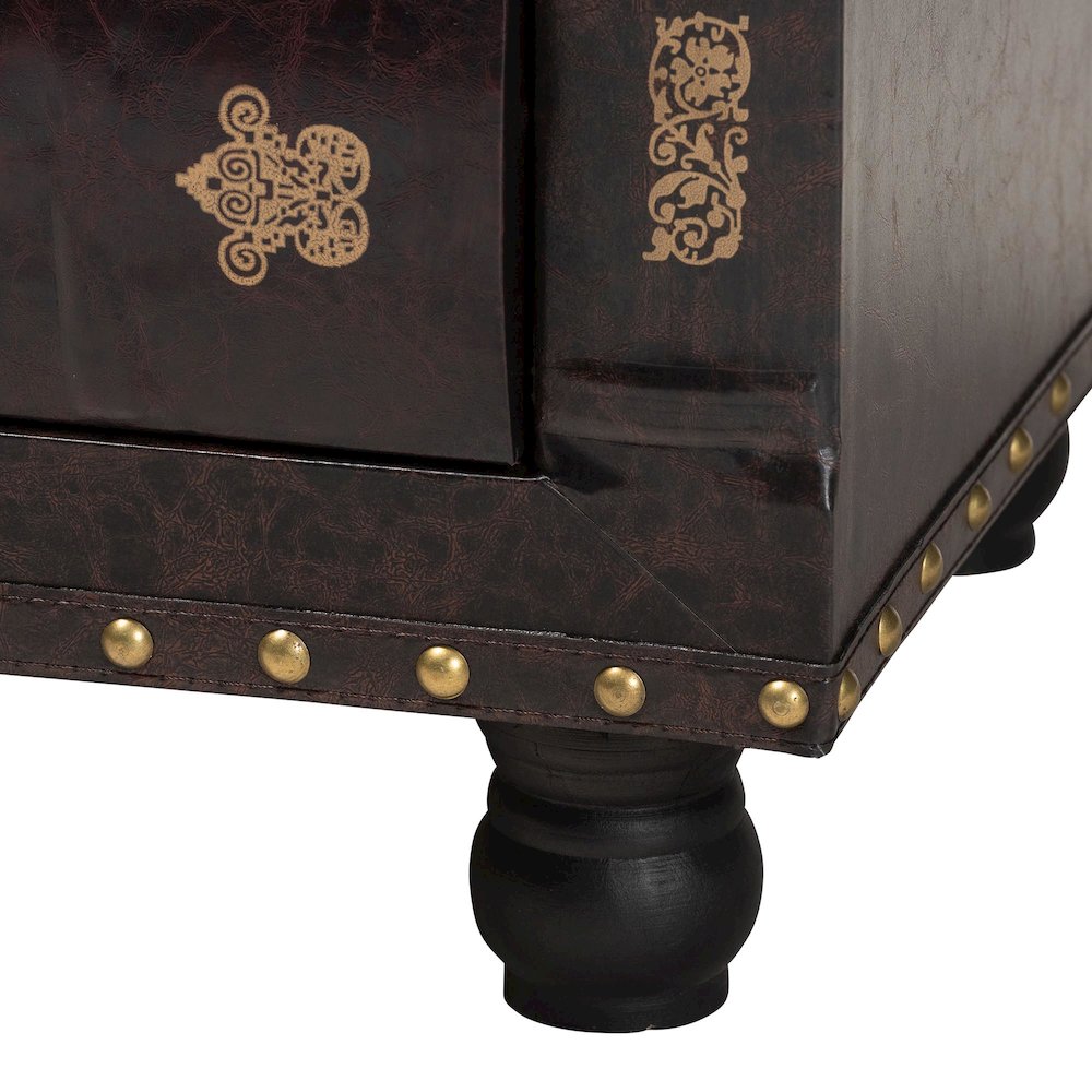Leather Upholstered Wood Storage Ottoman. Picture 8
