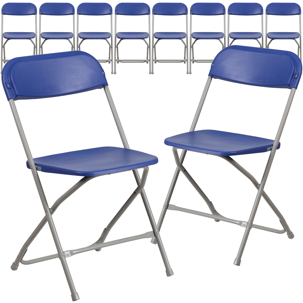 10 Pk. HERCULES Series 800 lb. Capacity Premium Blue Plastic Folding Chair. Picture 1