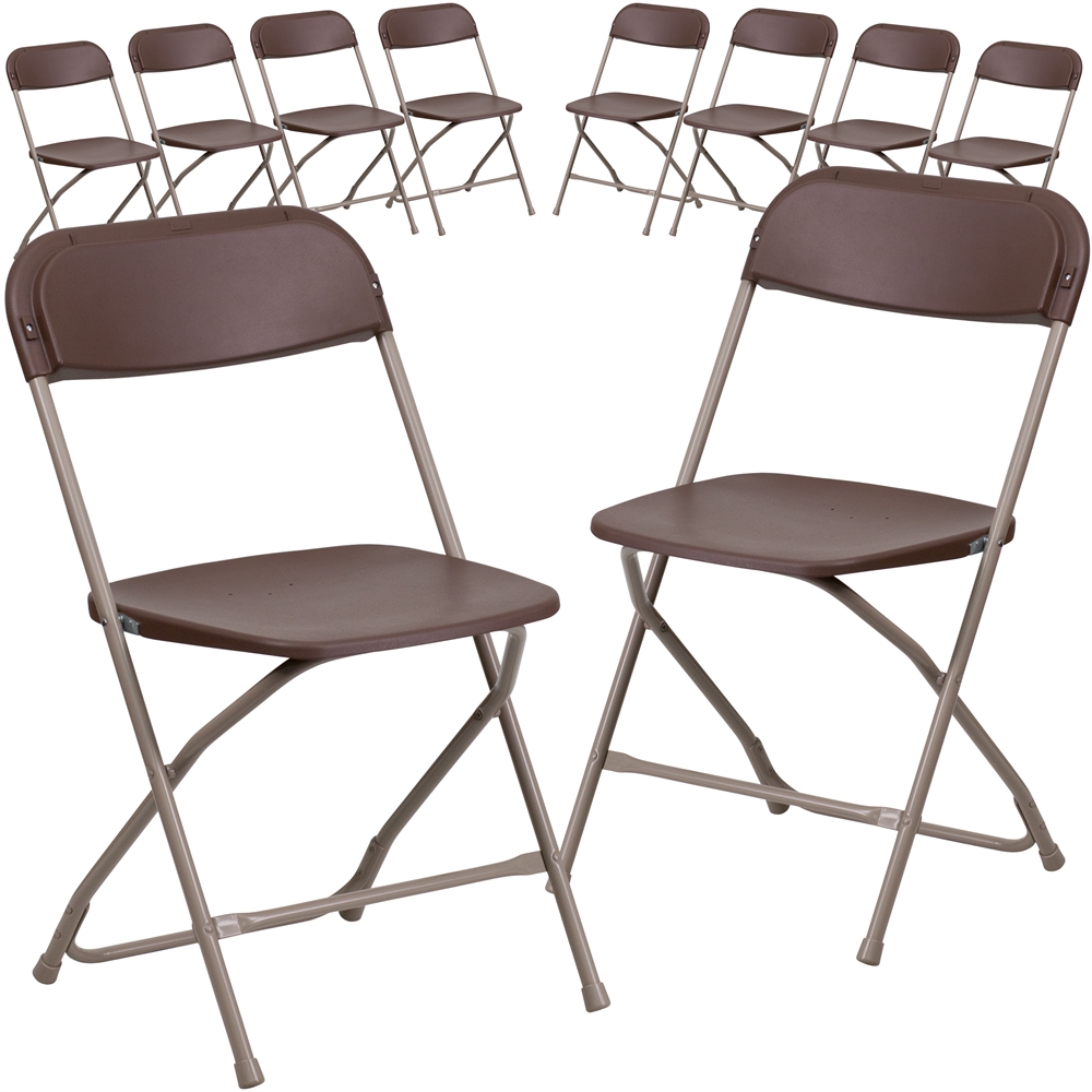 10 Pk. HERCULES Series 800 lb. Capacity Premium Brown Plastic Folding Chair. Picture 1