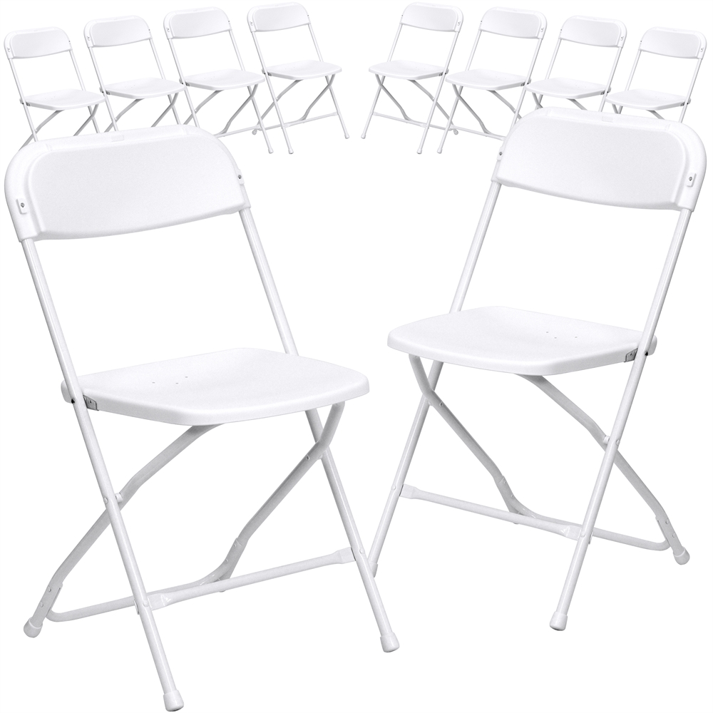 10 Pk. HERCULES Series 800 lb. Capacity Premium White Plastic Folding Chair. Picture 1
