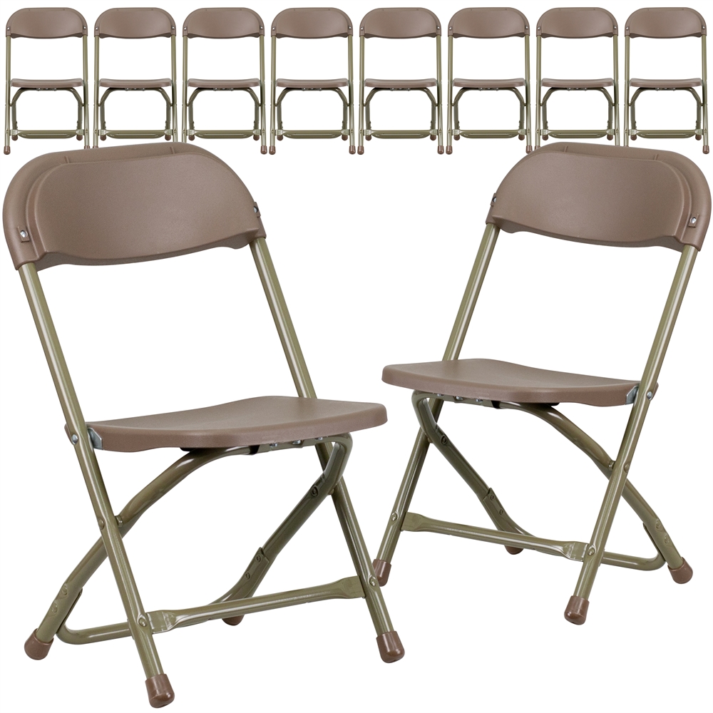 10 Pk. Kids Brown Plastic Folding Chair. Picture 1
