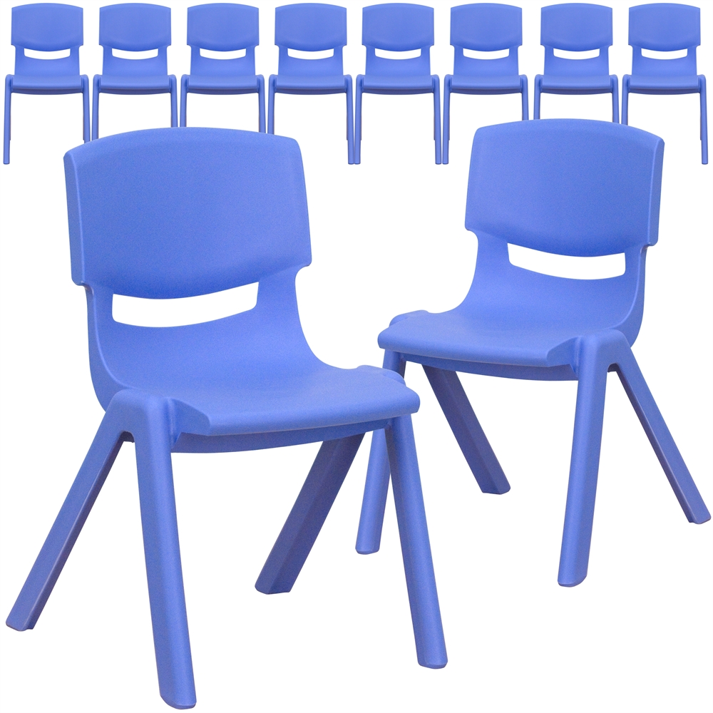 10 Pk. Blue Plastic Stackable School Chair with 12'' Seat Height. Picture 1