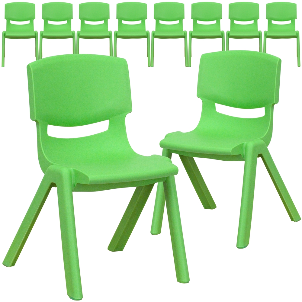 10 Pk. Green Plastic Stackable School Chair with 12'' Seat Height. Picture 1