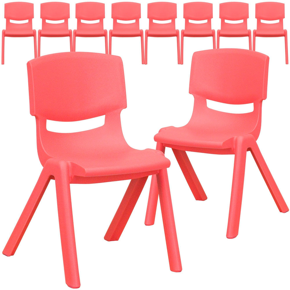 10 Pk. Red Plastic Stackable School Chair with 12'' Seat Height. Picture 1