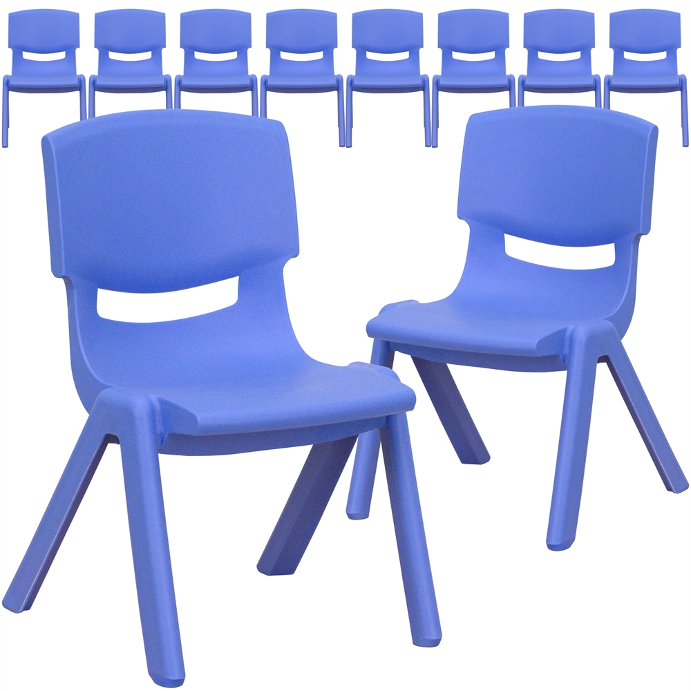 10 Pk. Blue Plastic Stackable School Chair with 10.5'' Seat Height. Picture 1