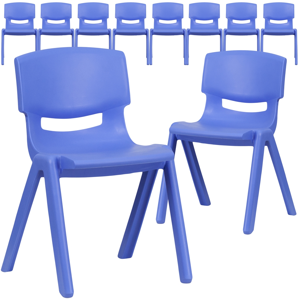 10 Pk. Blue Plastic Stackable School Chair with 13.25'' Seat Height. Picture 1