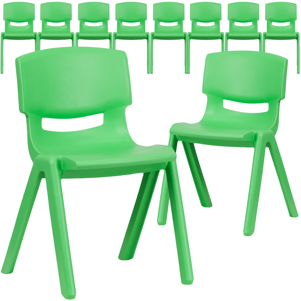 10 Pk. Green Plastic Stackable School Chair with 13.25'' Seat Height. Picture 1