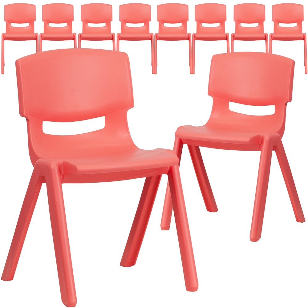 10 Pk. Red Plastic Stackable School Chair with 13.25'' Seat Height. Picture 1