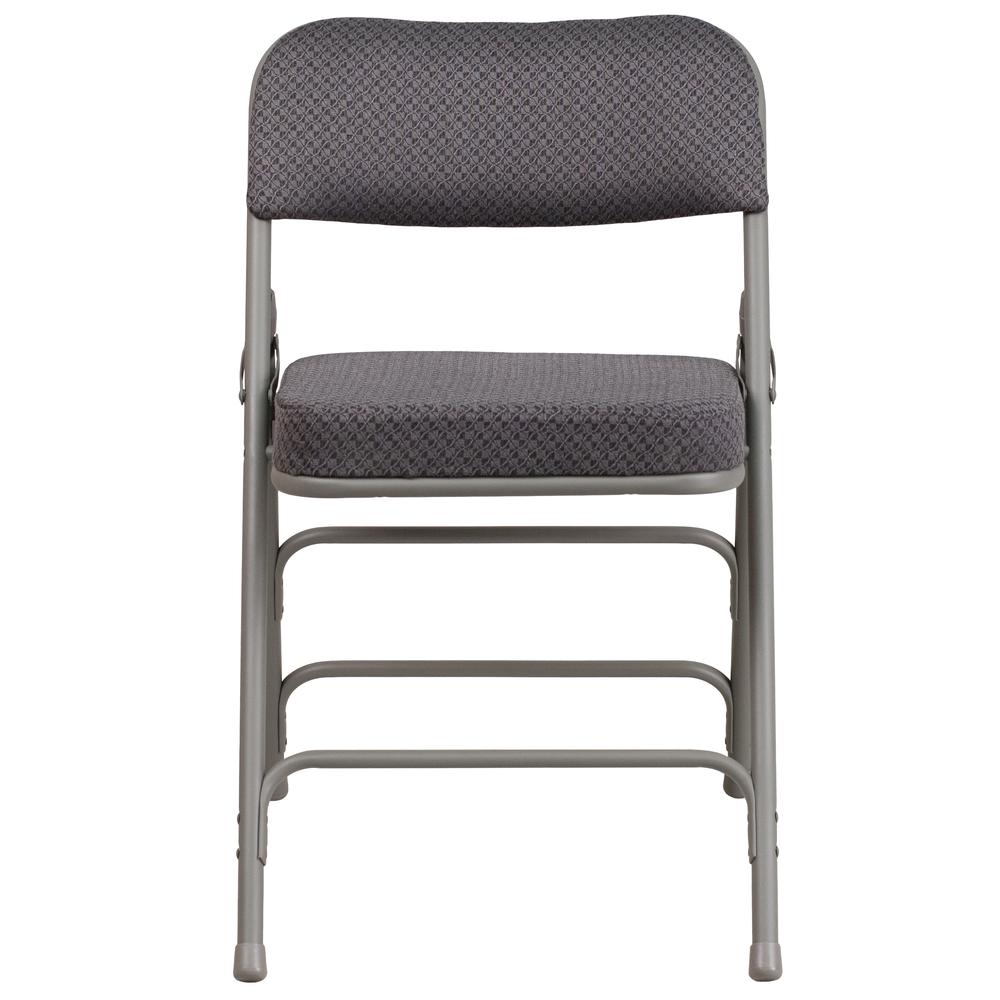 2 Pk. HERCULES Series Premium Curved Triple Braced & Double Hinged Gray Fabric Metal Folding Chair. Picture 7