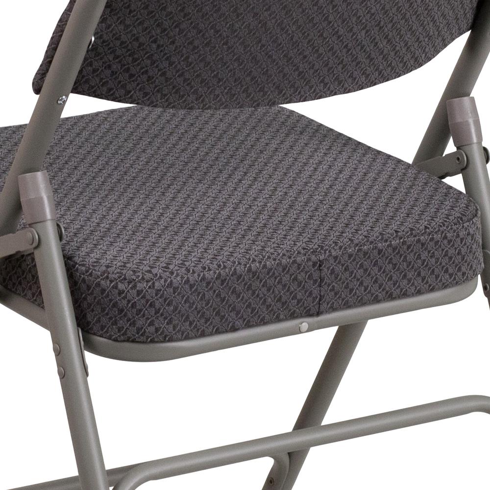 2 Pk. HERCULES Series Premium Curved Triple Braced & Double Hinged Gray Fabric Metal Folding Chair. Picture 13