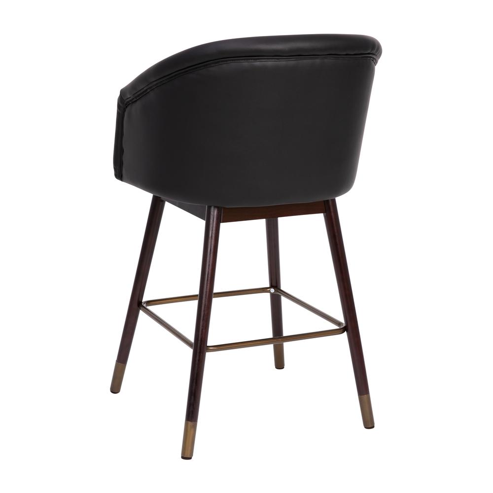 26" Mid-Back Counter Stool,Black LeatherSoft/Bronze Accents - Set of 2. Picture 9