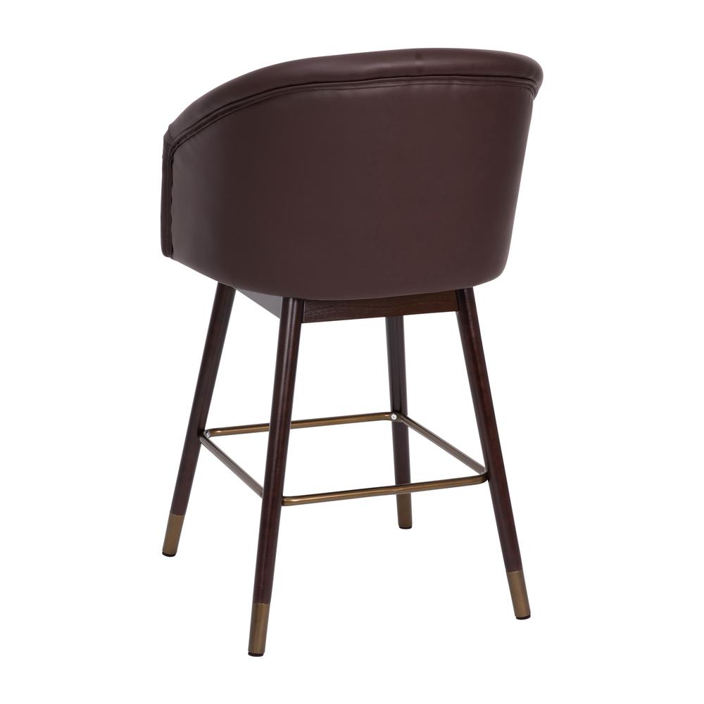 26" Mid-Back Counter Stool,Brown LeatherSoft/Bronze Accents - Set of 2. Picture 9