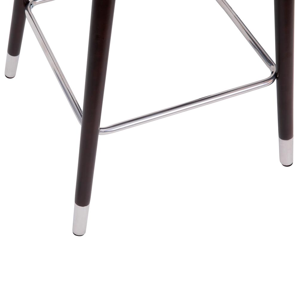 Margo 26" Commercial Mid-Back Modern Counter Stool, Walnut Finish Beechwood Legs and Contoured Back, Gray LeatherSoft/Bronze Accents - Set of 2. Picture 10