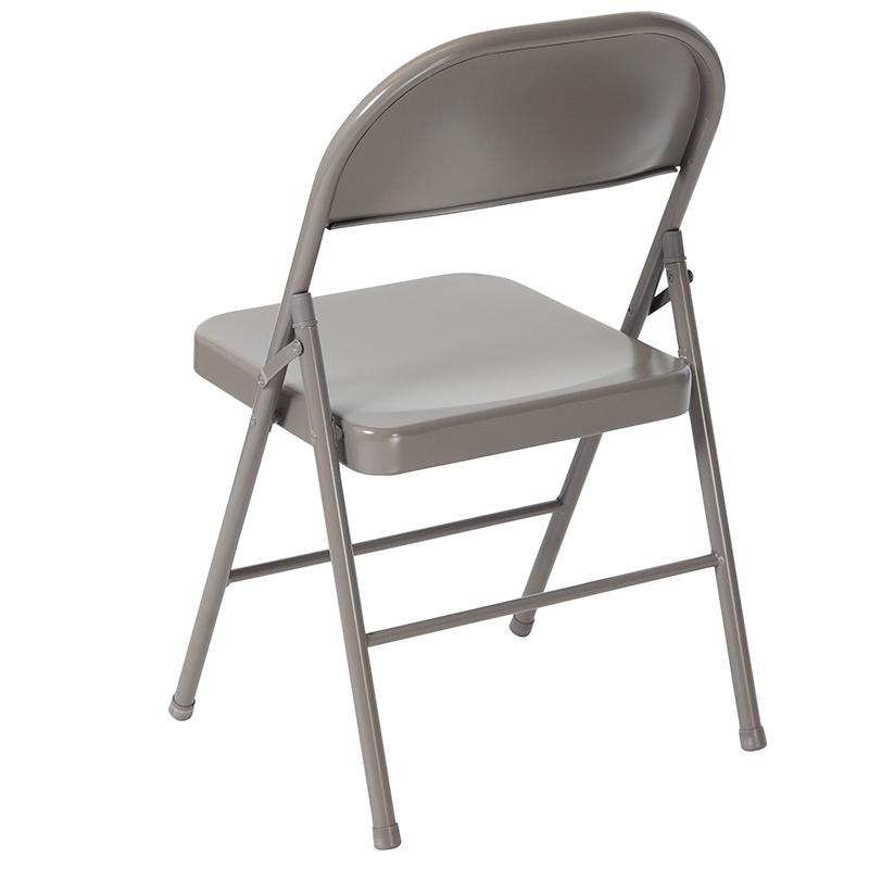 2 Pack HERCULES Series Double Braced Gray Metal Folding Chair. Picture 4