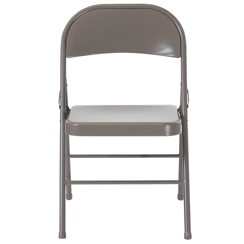 2 Pack HERCULES Series Double Braced Gray Metal Folding Chair. Picture 5