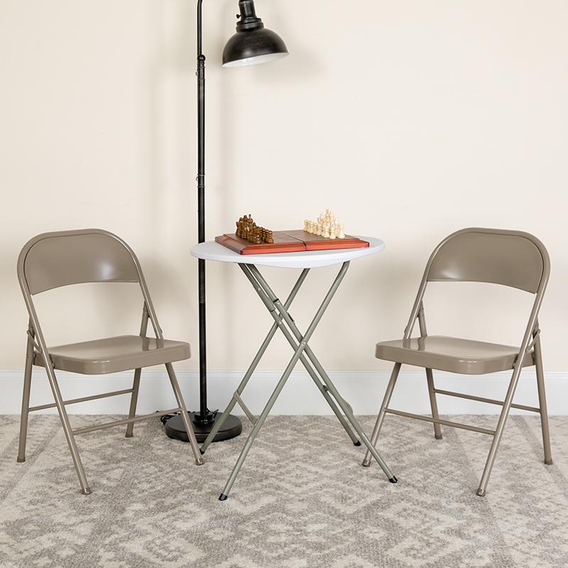2 Pack HERCULES Series Double Braced Gray Metal Folding Chair. Picture 2