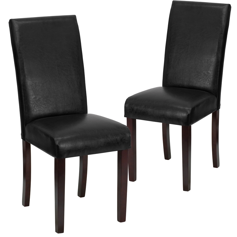 2 Pk. Black Leather Upholstered Parsons Chair. Picture 1