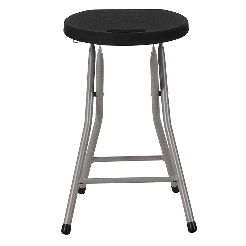 2 Pack Foldable Stool with Black Plastic Seat and Titanium Gray Frame. Picture 3