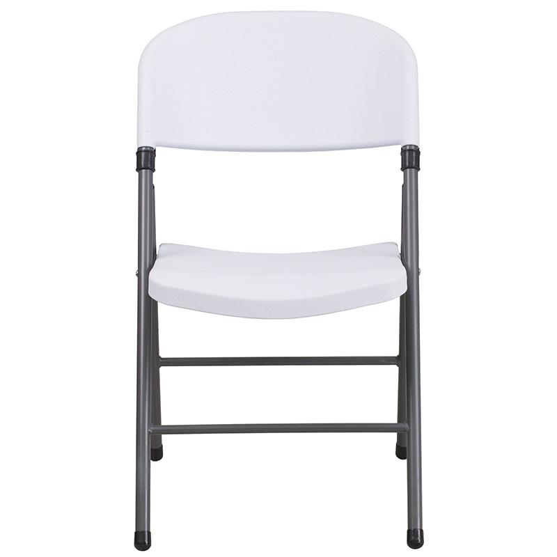 2 Pack HERCULES Series 330 lb. Capacity Granite White Plastic Folding Chair with Charcoal Frame. Picture 5