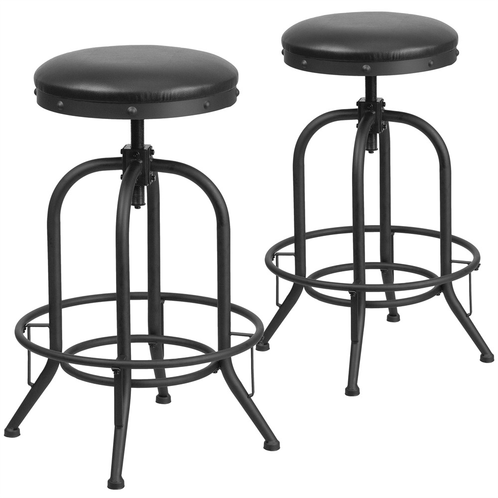 2 Pk. 30'' Barstool with Swivel Lift Black Leather Seat. Picture 1