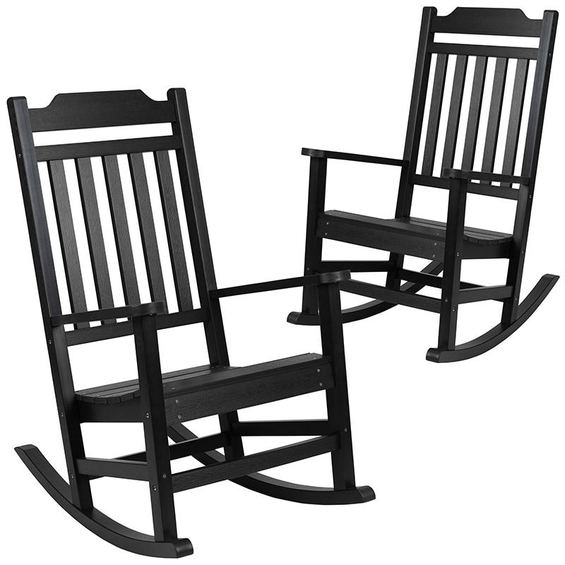 Set of 2 Winston All-Weather Rocking Chair in Black Faux Wood. Picture 1