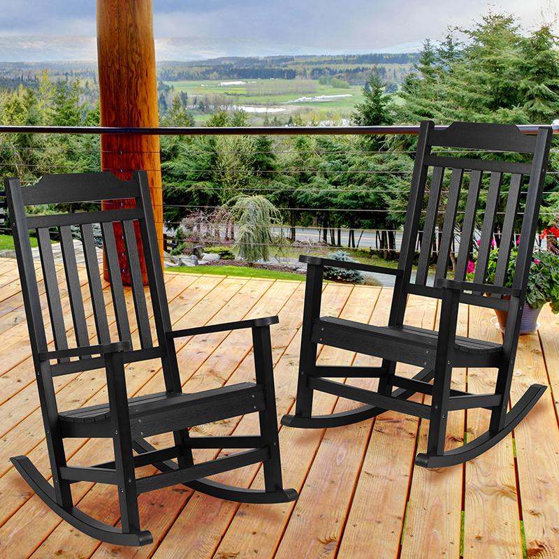 Set of 2 Winston All-Weather Rocking Chair in Black Faux Wood. Picture 3