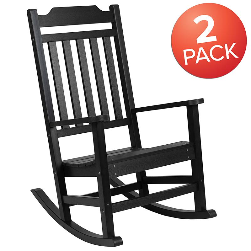 Set of 2 Winston All-Weather Rocking Chair in Black Faux Wood. Picture 2
