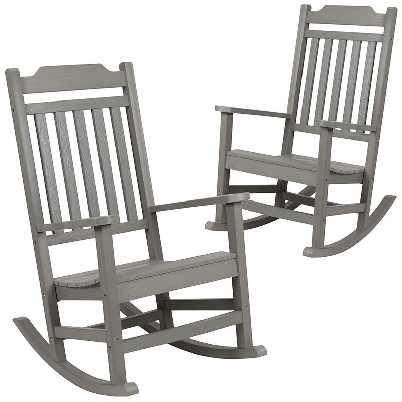 Set of 2 Winston All-Weather Rocking Chair in Gray Faux Wood. Picture 3